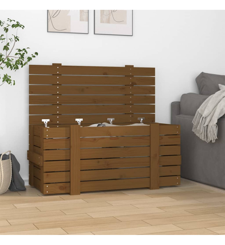 Boîte de rangement Marron miel 91x40,5x42 cm Bois massif pin