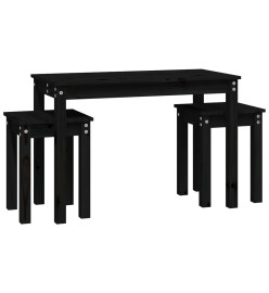 Tables gigognes 3 pcs Noir Bois de pin massif