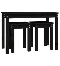 Tables gigognes 3 pcs Noir Bois de pin massif