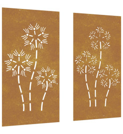 Décorations murales de jardin 2pcs 105x55 cm design de fleur