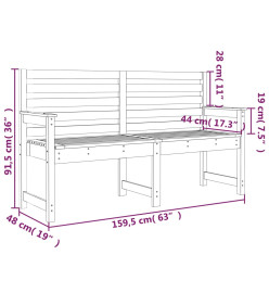 Banc de jardin marron miel 159,5x48x91,5 cm bois de pin massif