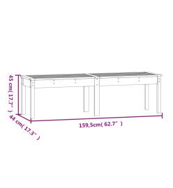 Banc de jardin à 2 places gris 159,5x44x45cm bois massif de pin