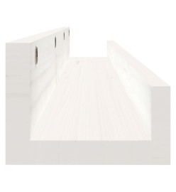 Étagères murales 2 pcs Blanc 80x12x9 cm Bois de pin massif