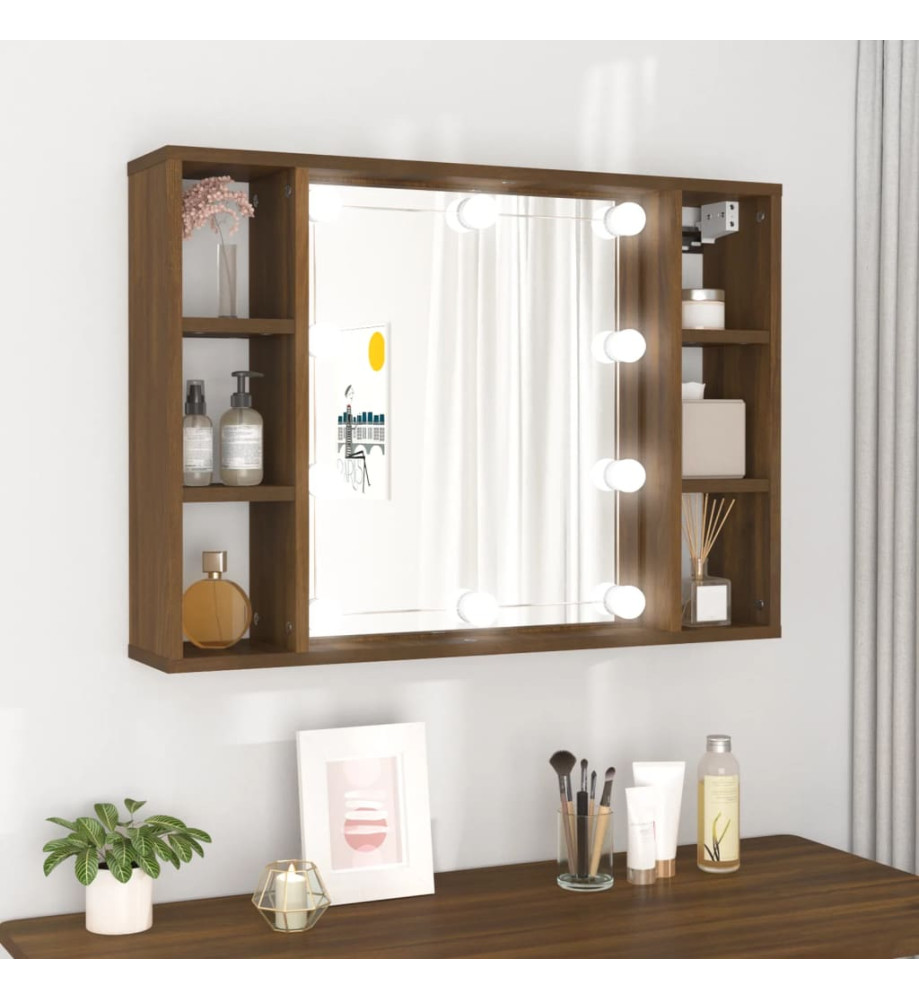 Armoire à miroir avec LED Chêne marron 76x15x55 cm Armoire à miroir avec LED Chêne marron 76x15x55 cm