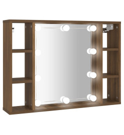 Armoire à miroir avec LED Chêne marron 76x15x55 cm