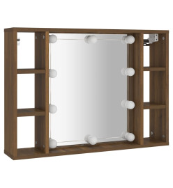 Armoire à miroir avec LED Chêne marron 76x15x55 cm