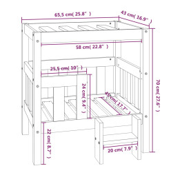 Lit pour chien Gris 65,5x43x70 cm Bois de pin solide