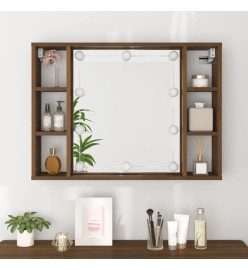 Armoire à miroir avec LED Chêne marron 76x15x55 cm