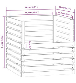 Composteur Gris 80x80x78 cm Bois massif de pin