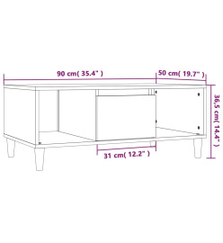 Table basse Chêne fumé 90x50x36,5 cm Bois d'ingénierie