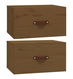 Tables de chevet murales 2 pcs Marron miel 40x29,5x22 cm