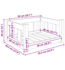 Lit pour chien Marron miel 55,5x45,5x28 cm Bois de pin solide