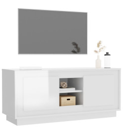 Meuble TV blanc brillant 102x35x45 cm bois d'ingénierie