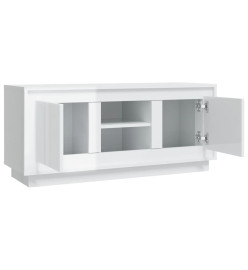 Meuble TV blanc brillant 102x35x45 cm bois d'ingénierie