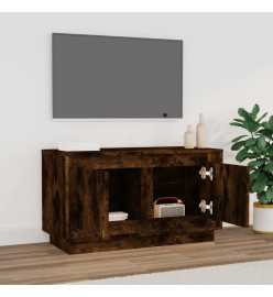 Meuble TV chêne fumé 80x35x45 cm bois d'ingénierie