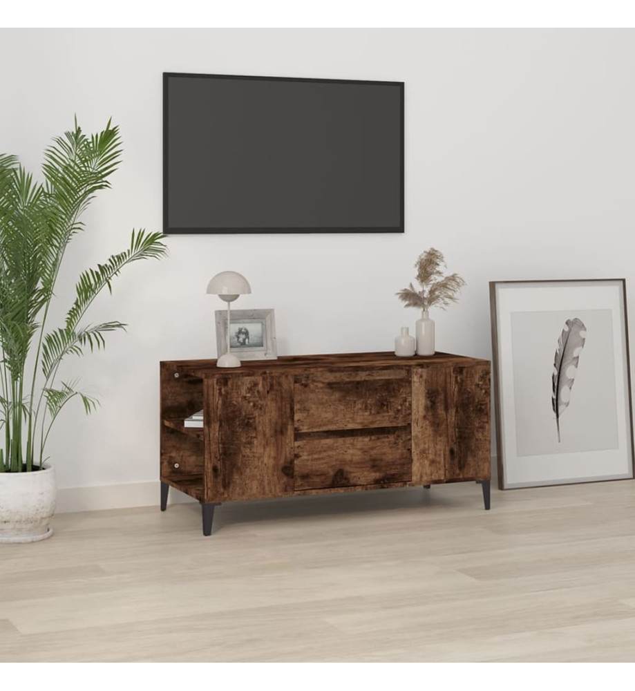 Meuble TV Chêne fumé 102x44,5x50 cm Bois d'ingénierie