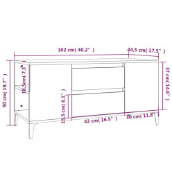 Meuble TV Chêne fumé 102x44,5x50 cm Bois d'ingénierie