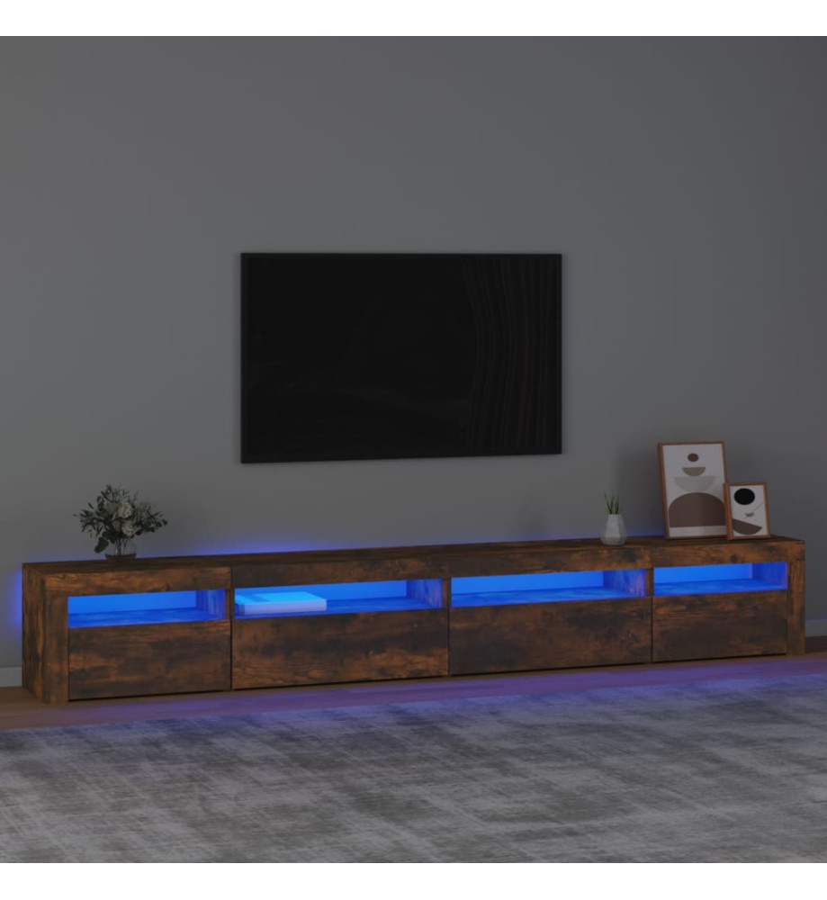 Meuble TV avec lumières LED Chêne fumé 270x35x40 cm Meuble TV avec lumières LED Chêne fumé 270x35x40 cm