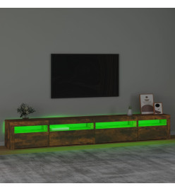 Meuble TV avec lumières LED Chêne fumé 270x35x40 cm