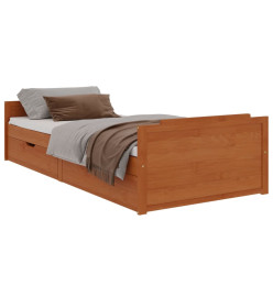 Cadre de lit avec tiroirs Marron miel Pin massif 90x200 cm
