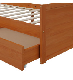 Cadre de lit avec tiroirs Marron miel Pin massif 90x200 cm