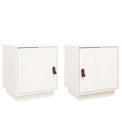 Tables de chevet 2 pcs Blanc 40x34x45 cm Bois de pin massif