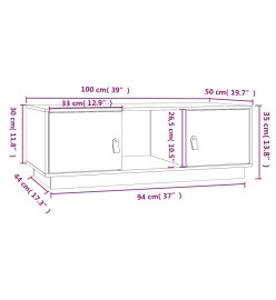 Table basse Gris 100x50x35 cm Bois massif de pin