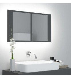 Armoire de salle de bain à miroir LED Gris 80x12x45 Acrylique