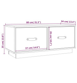 Meuble TV Noir 80x34x35 cm Bois de pin massif