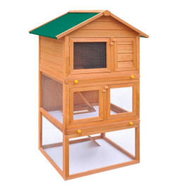 Clapier d'extérieur Enclos pour petits animaux 3 niveaux Bois