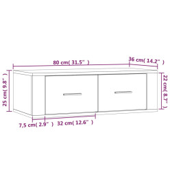 Armoire TV suspendue Chêne fumé 80x36x25 cm Bois d'ingénierie