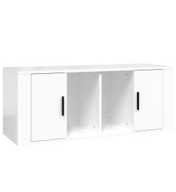 Meuble TV Blanc brillant 100x35x40 cm Bois d'ingénierie