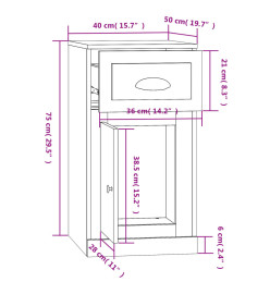 Armoire latérale avec tiroir blanc brillant 40x50x75 cm