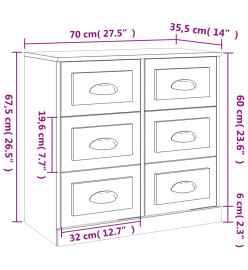 Buffet chêne fumé 70x35,5x67,5 cm bois d'ingénierie