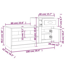 Armoire à chaussures blanc 100x42x60 cm bois d'ingénierie