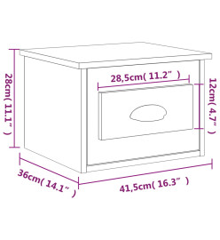 Table de chevet murale chêne marron 41,5x36x28 cm