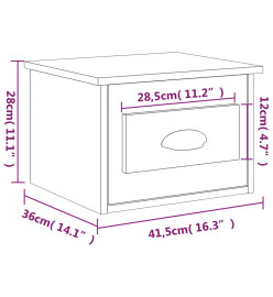 Table de chevet murale gris béton 50x36x40 cm