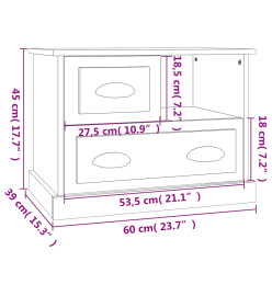 Table de chevet chêne fumé 60x39x45 cm