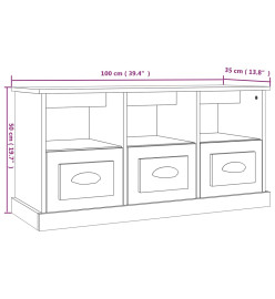 Meuble TV blanc 100x35x50 cm bois d'ingénierie