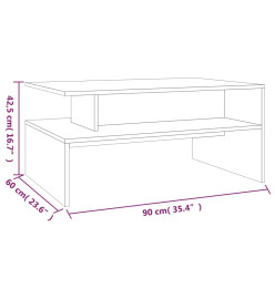 Table basse Chêne marron 90x60x42,5 cm Bois d'ingénierie