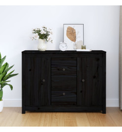 Buffet Noir 100x35x74 cm Bois massif de pin