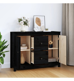 Buffet Noir 100x35x74 cm Bois massif de pin