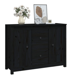 Buffet Noir 100x35x74 cm Bois massif de pin