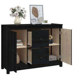 Buffet Noir 100x35x74 cm Bois massif de pin