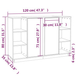 Buffet Blanc 120x35x80 cm Bois massif de pin