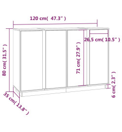 Buffet Noir 120x35x80 cm Bois massif de pin