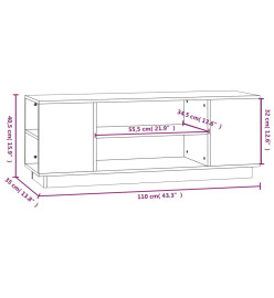 Meuble TV Noir 110x35x40,5 cm Bois de pin massif