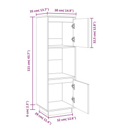 Buffet Blanc 38x35x117 cm Bois massif de pin