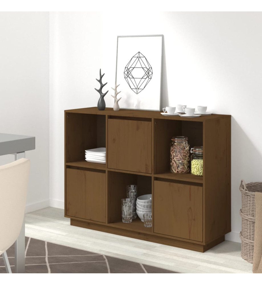 Buffet Marron miel 110.5x35x80 cm Bois massif de pin