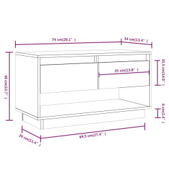 Meuble TV Gris 74x34x40 cm Bois de pin massif